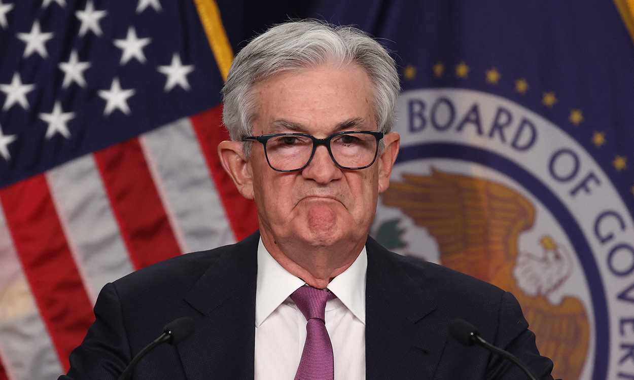 WASHINGTON, DC - FEBRUARY 01: Federal Reserve Board Chairman Jerome Powell speaks during a news conference after a Federal Open Market Committee meeting on February 01, 2023 in Washington, DC. The Federal Reserve announced a 0.25 percentage point interest rate increase to a range of 4.50% to 4.75%.   Kevin Dietsch/Getty Images/AFP (Photo by Kevin Dietsch / GETTY IMAGES NORTH AMERICA / Getty Images via AFP)